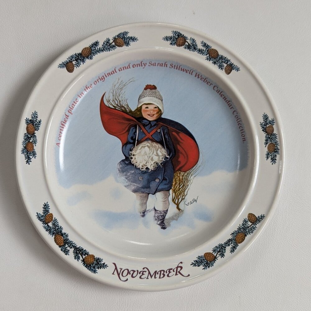 Sara Stilwell Webber Calendar Collections Plate November By Newell Pottery 1984